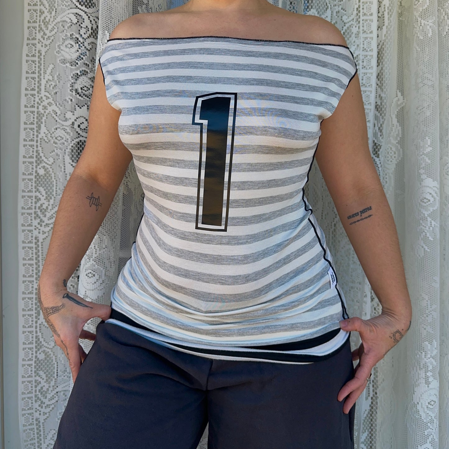 Princess Neckline Striped 1 Tank Jersey Choose Size