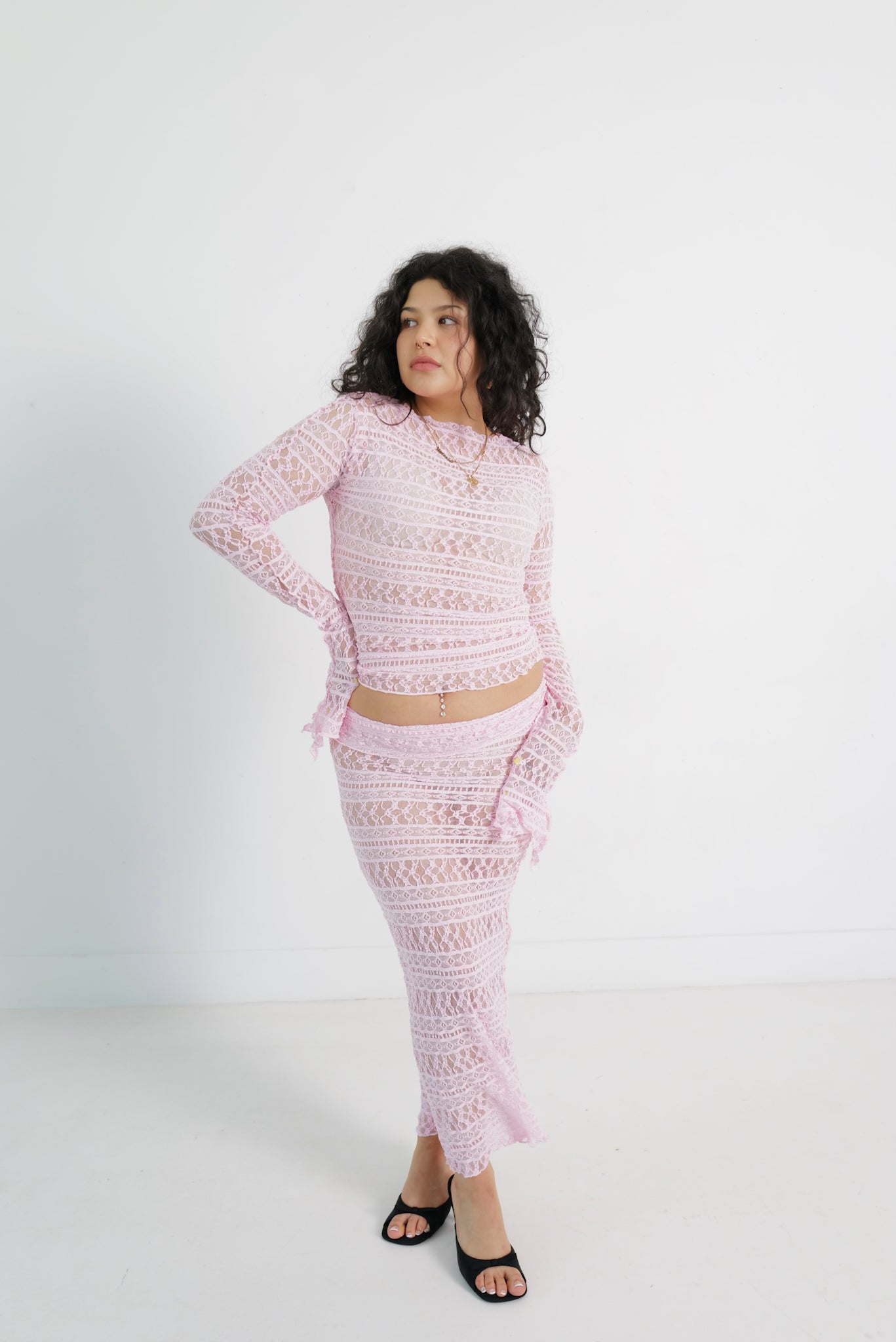 Hood Baby Baby Pink Lace Long Sleeve Sz S-M