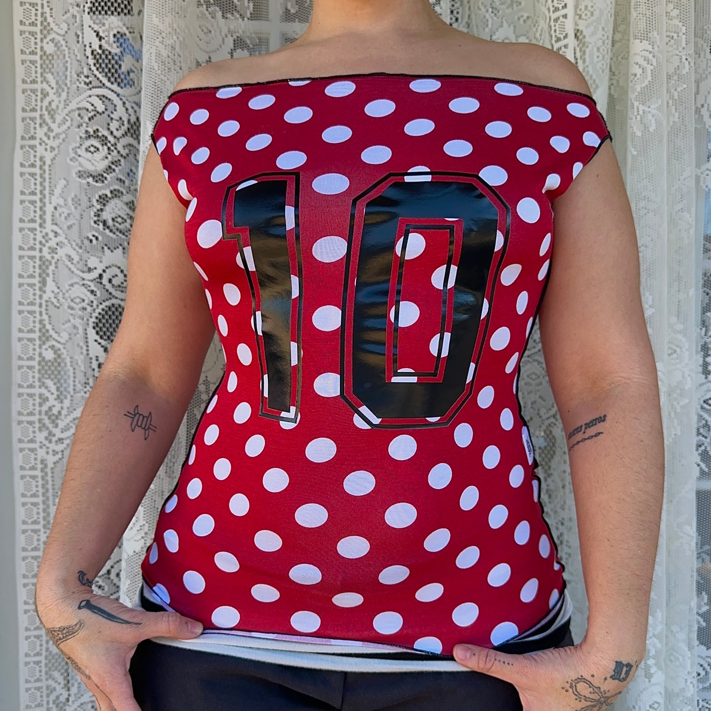 Princess Neckline Polka Dot 10 Jersey Choose Size