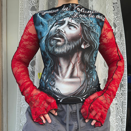 Red & Black Cristo Top Lace S-M