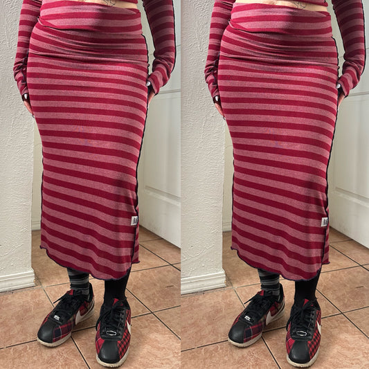 Valentines Day Striped Midi Skirt Sz S