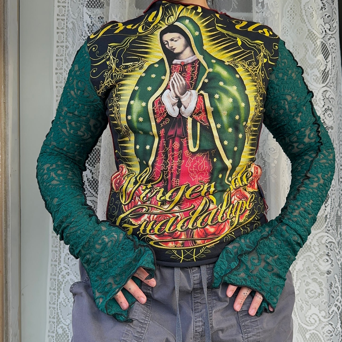 Green Mary Top Lace S-M