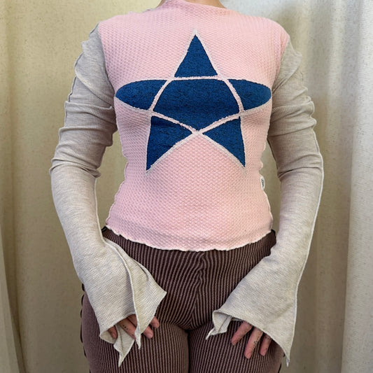 Elongated Star Long Sleeve Top Sz S-M