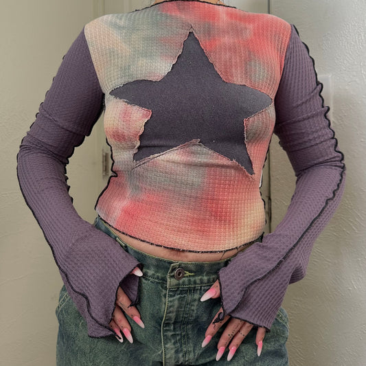 Elongated Star Long Sleeve Top Sz S-M