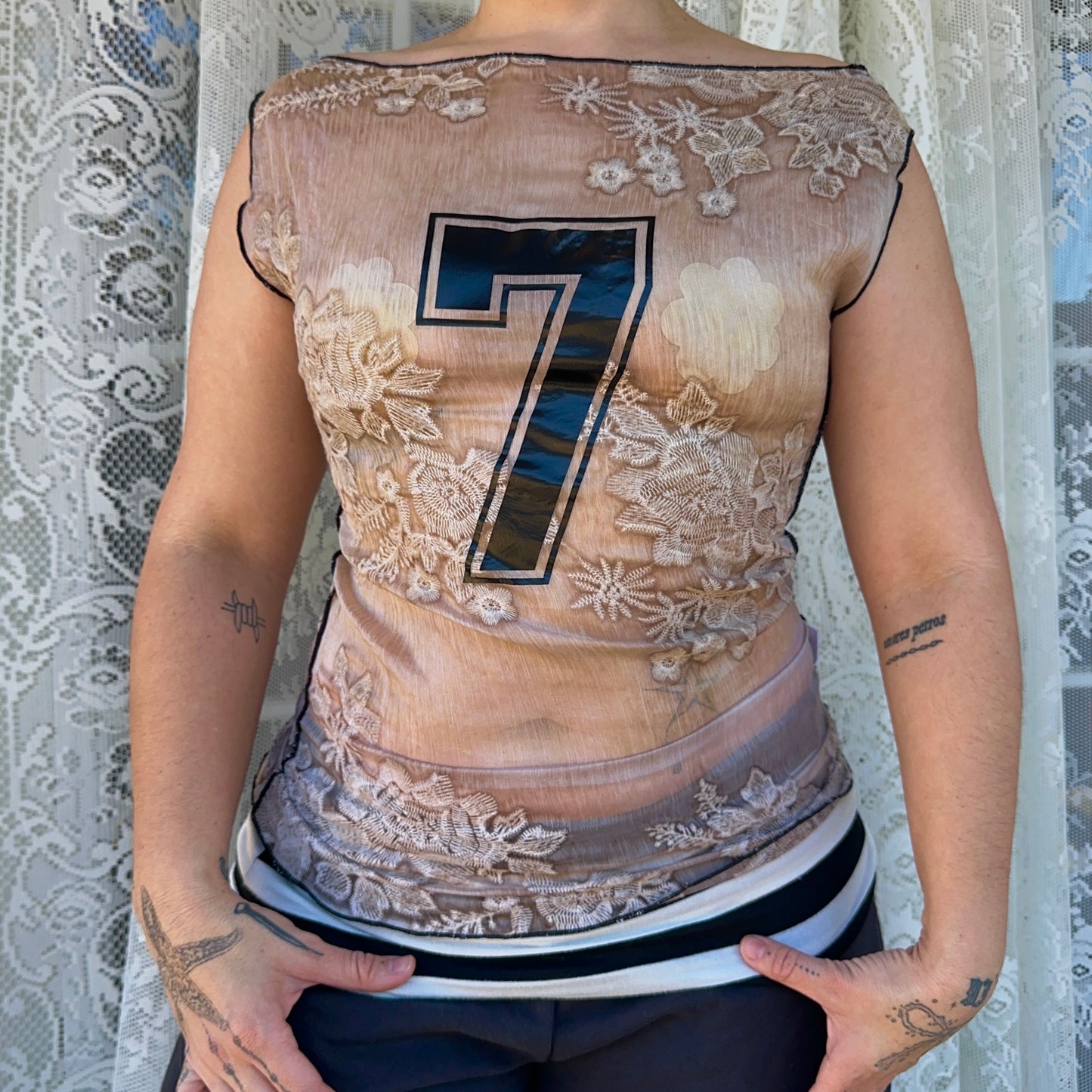 Princess Neckline Tan 7 Jersey Choose Size