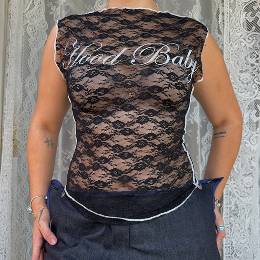 Hood Baby Script Lace Tank S-M